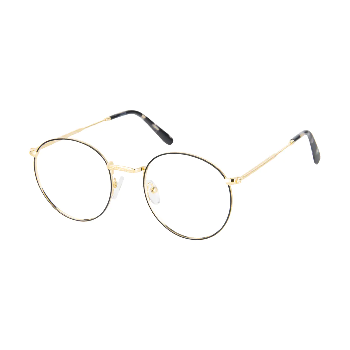 Round Black Gold Reading Glasses