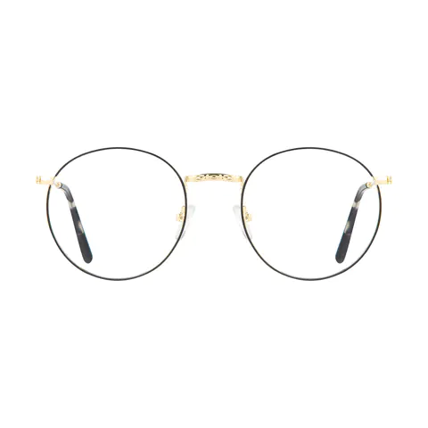Round Black Gold Reading Glasses