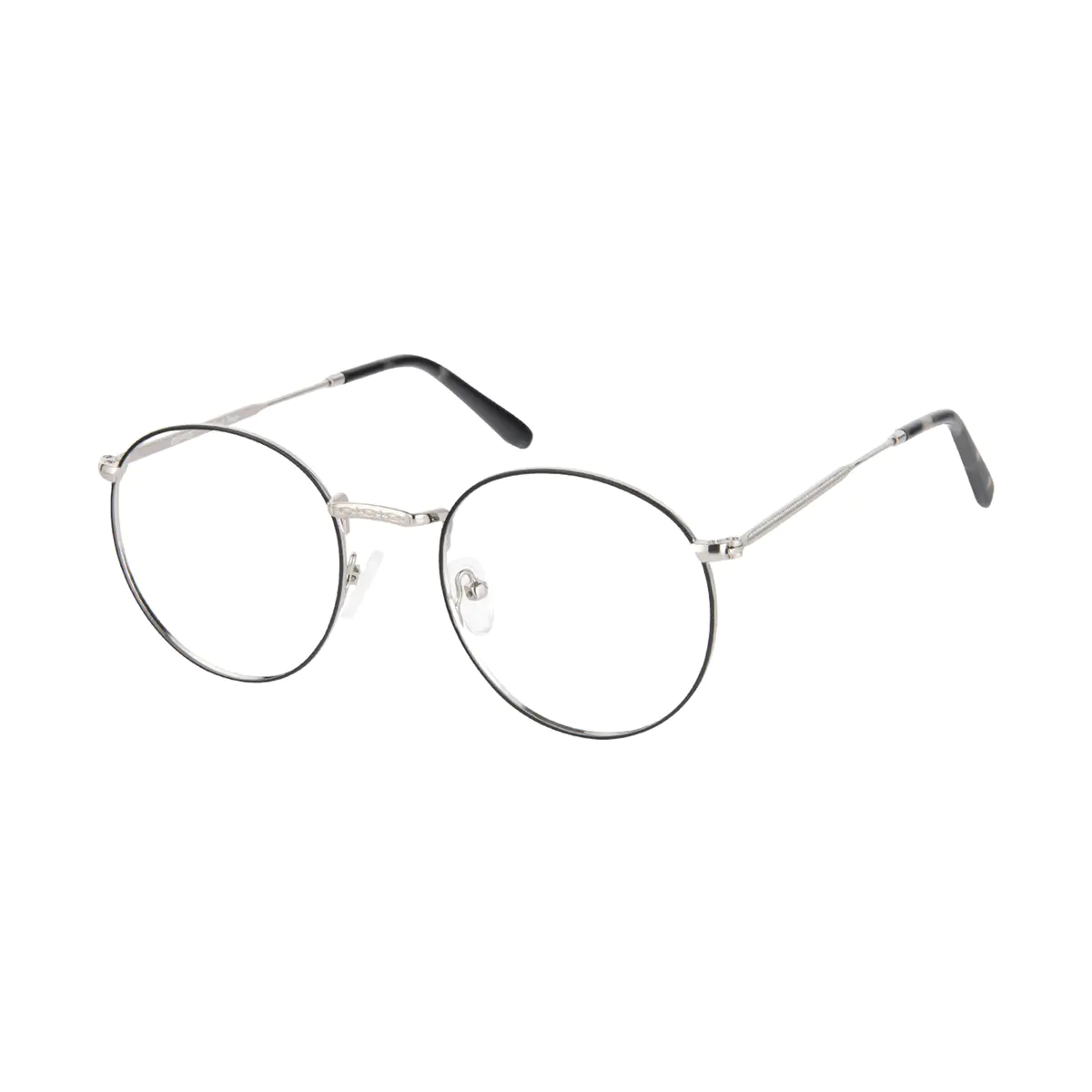 Round Black Silver Eyeglasses