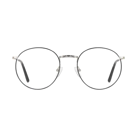 Round Black Silver Eyeglasses