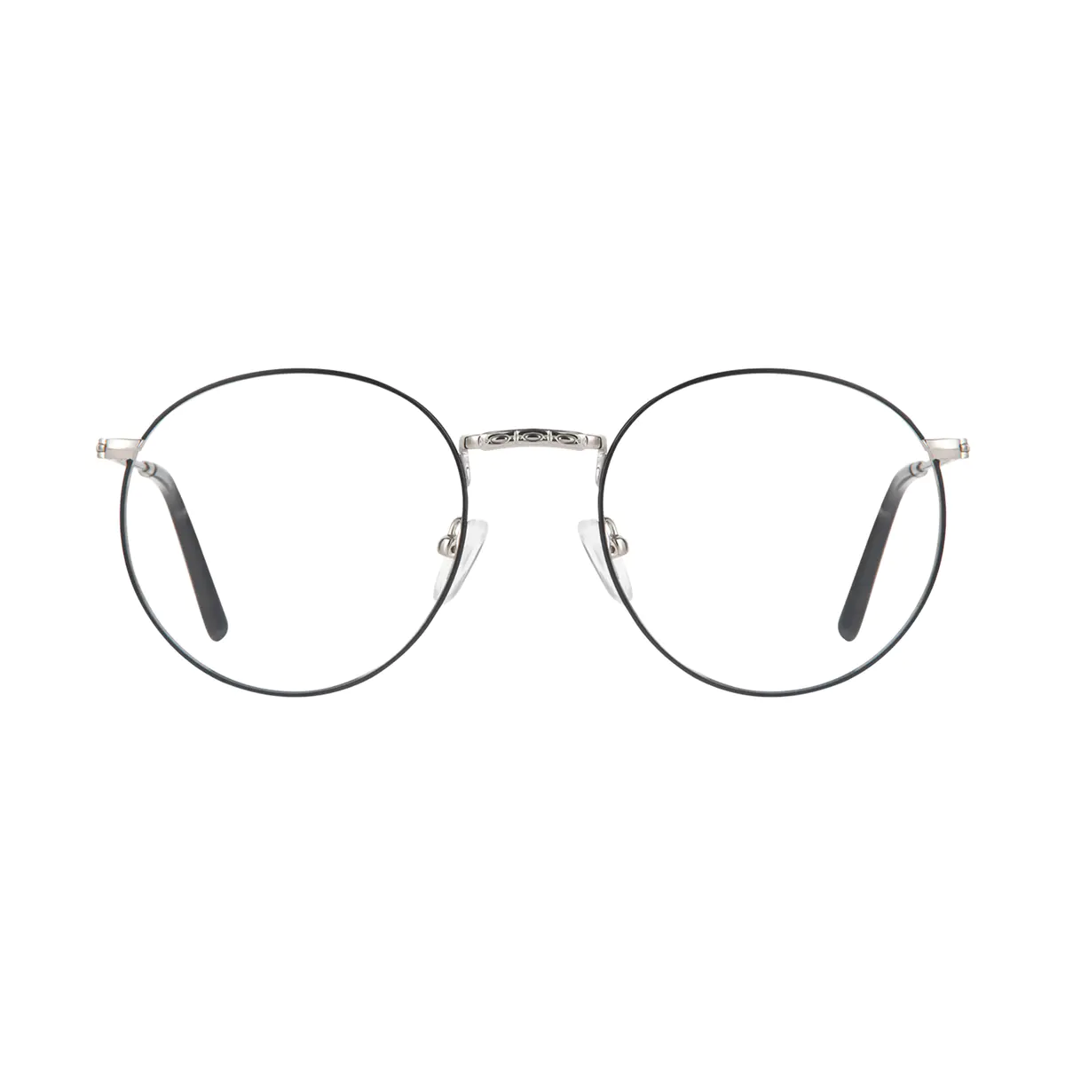 Round Black Silver Eyeglasses