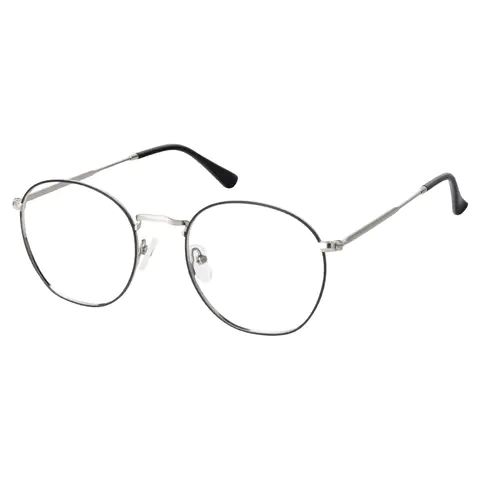 Round Black Silver Eyeglasses