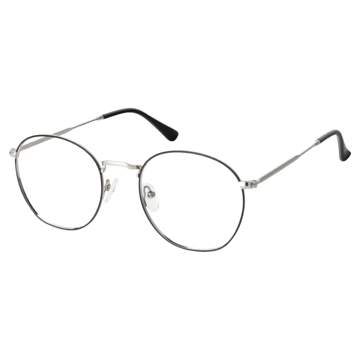Round Black Silver Eyeglasses