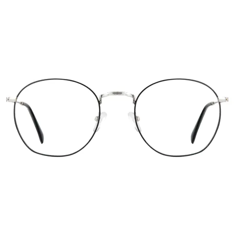 Round Black Silver Eyeglasses