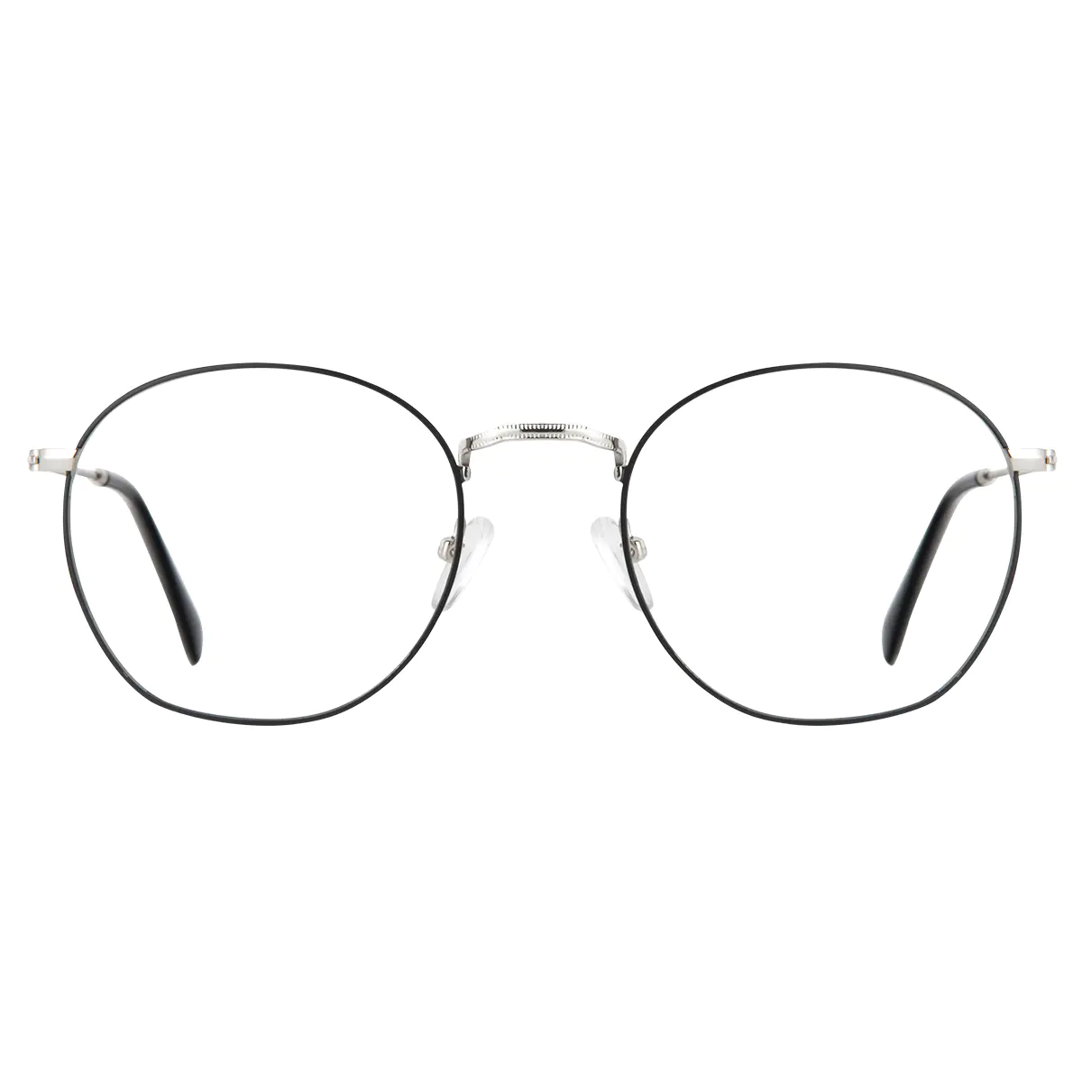 Round Black Silver Eyeglasses