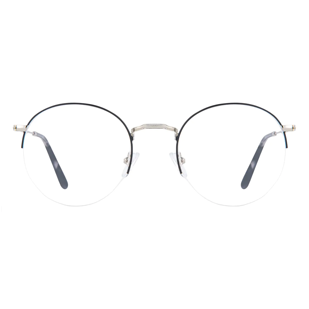 Round Black Silver Eyeglasses