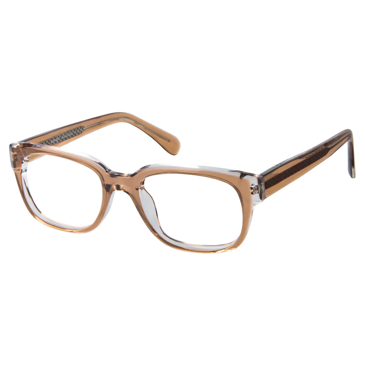 Rectangle Transparent Brown Eyeglasses