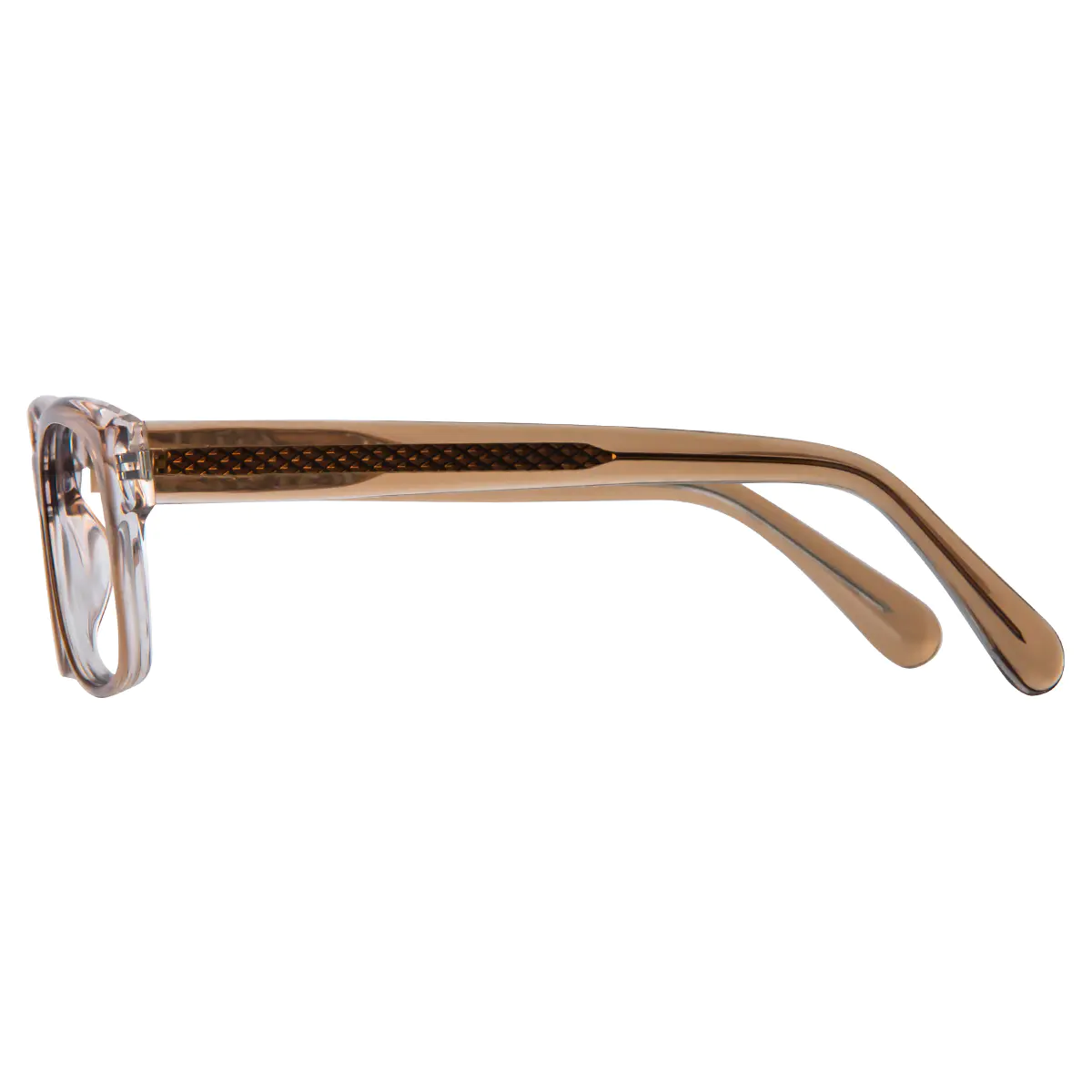 Rectangle Transparent Brown Eyeglasses
