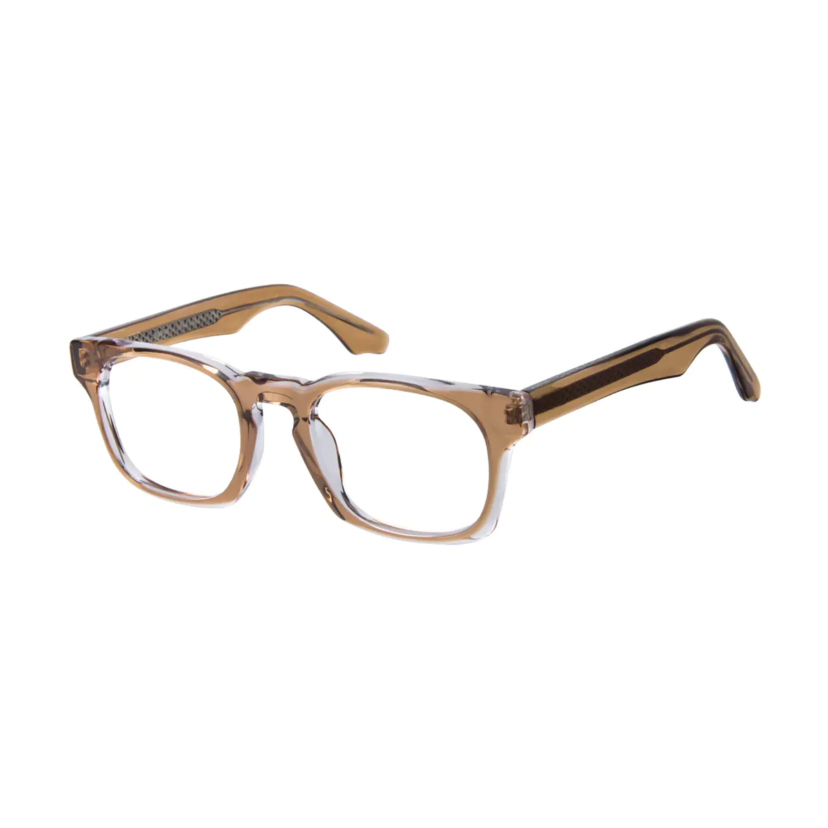 Rectangle Transparent Brown Eyeglasses