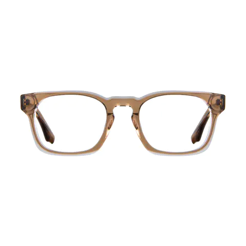 Rectangle Transparent Brown Eyeglasses