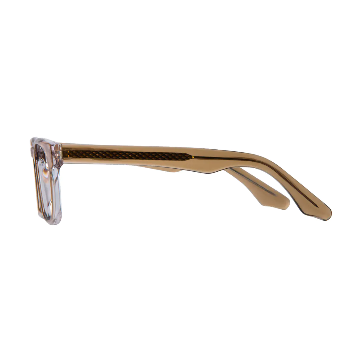 Rectangle Transparent Brown Eyeglasses