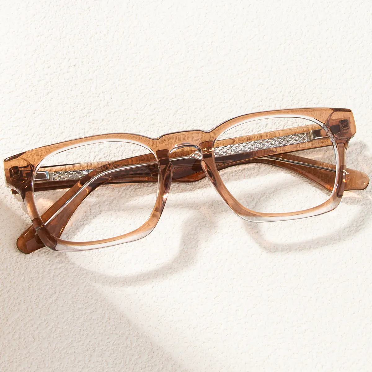 Rectangle Transparent Brown Eyeglasses
