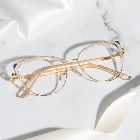 Cat-eye Transparent Amber Eyeglasses