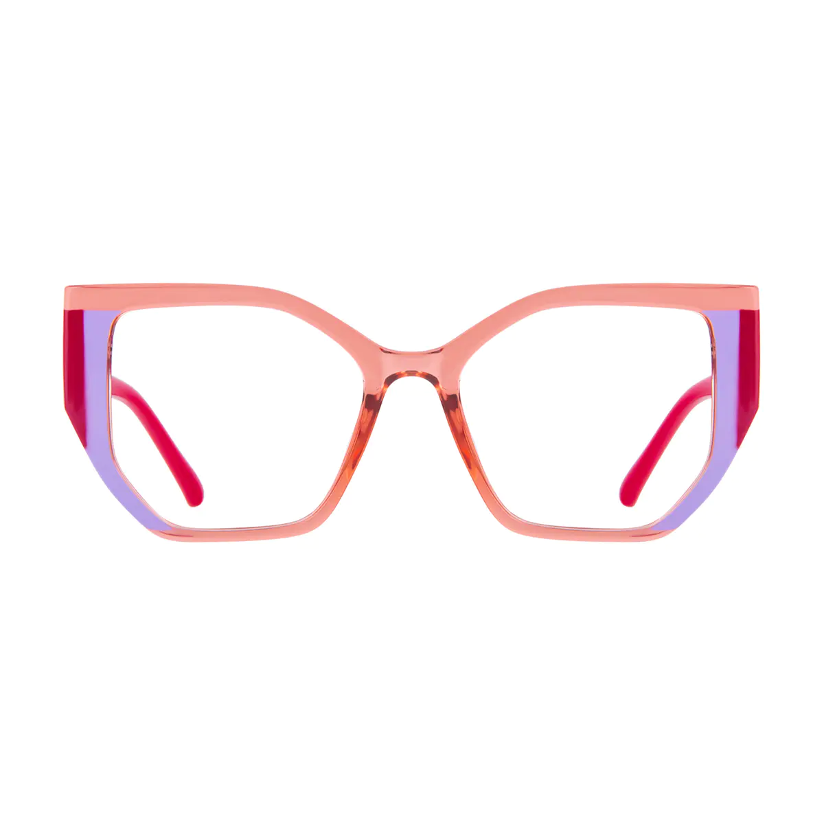 Geometric Transparent Orange Eyeglasses