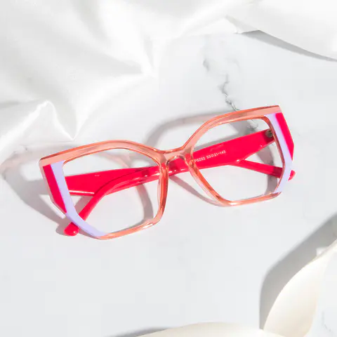 Geometric Transparent Orange Eyeglasses