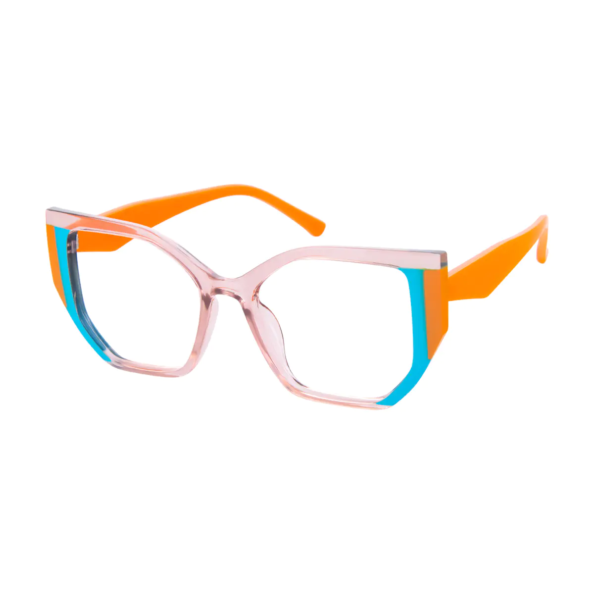 Geometric Transparent Pink Eyeglasses