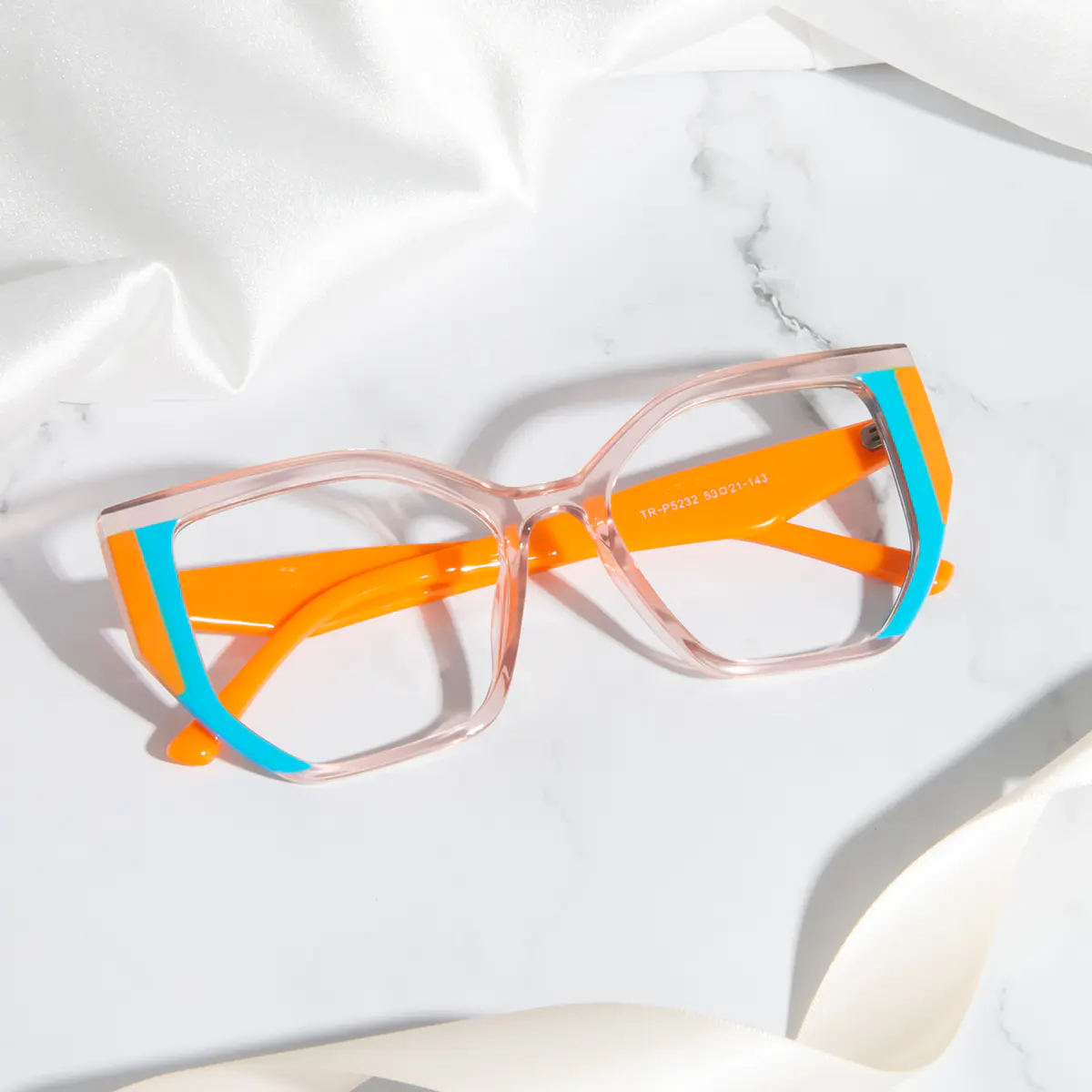 Geometric Transparent Pink Eyeglasses