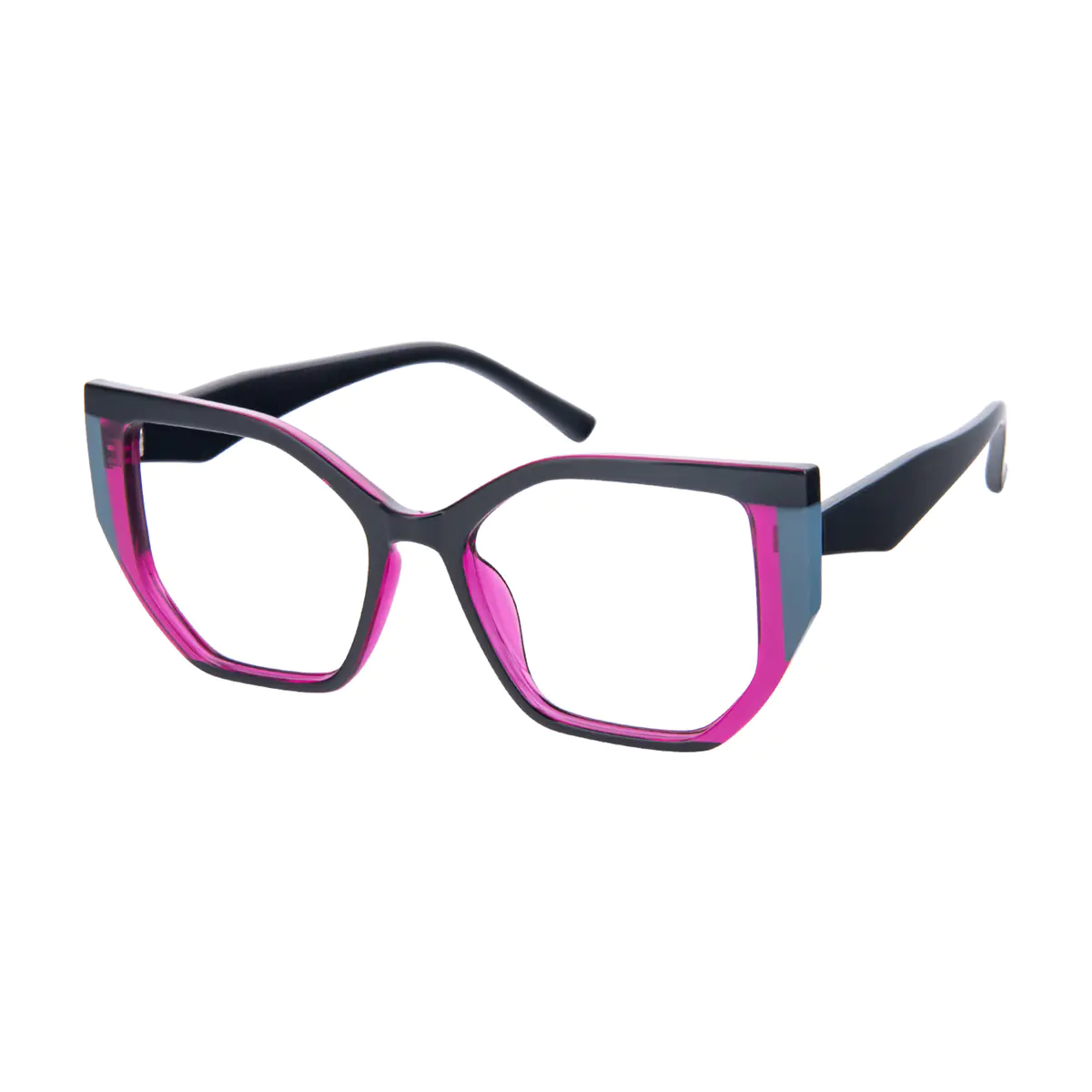 Geometric Transparent Purple Eyeglasses