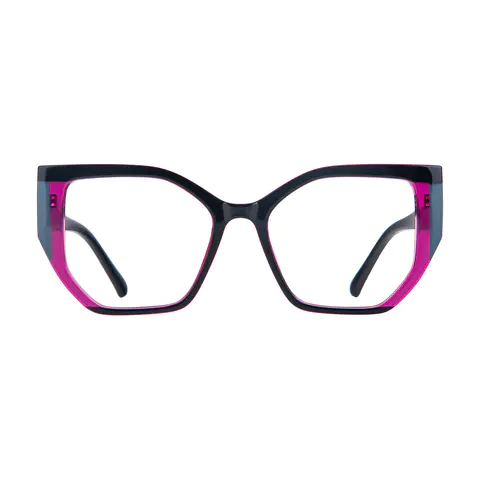 Geometric Transparent Purple Eyeglasses