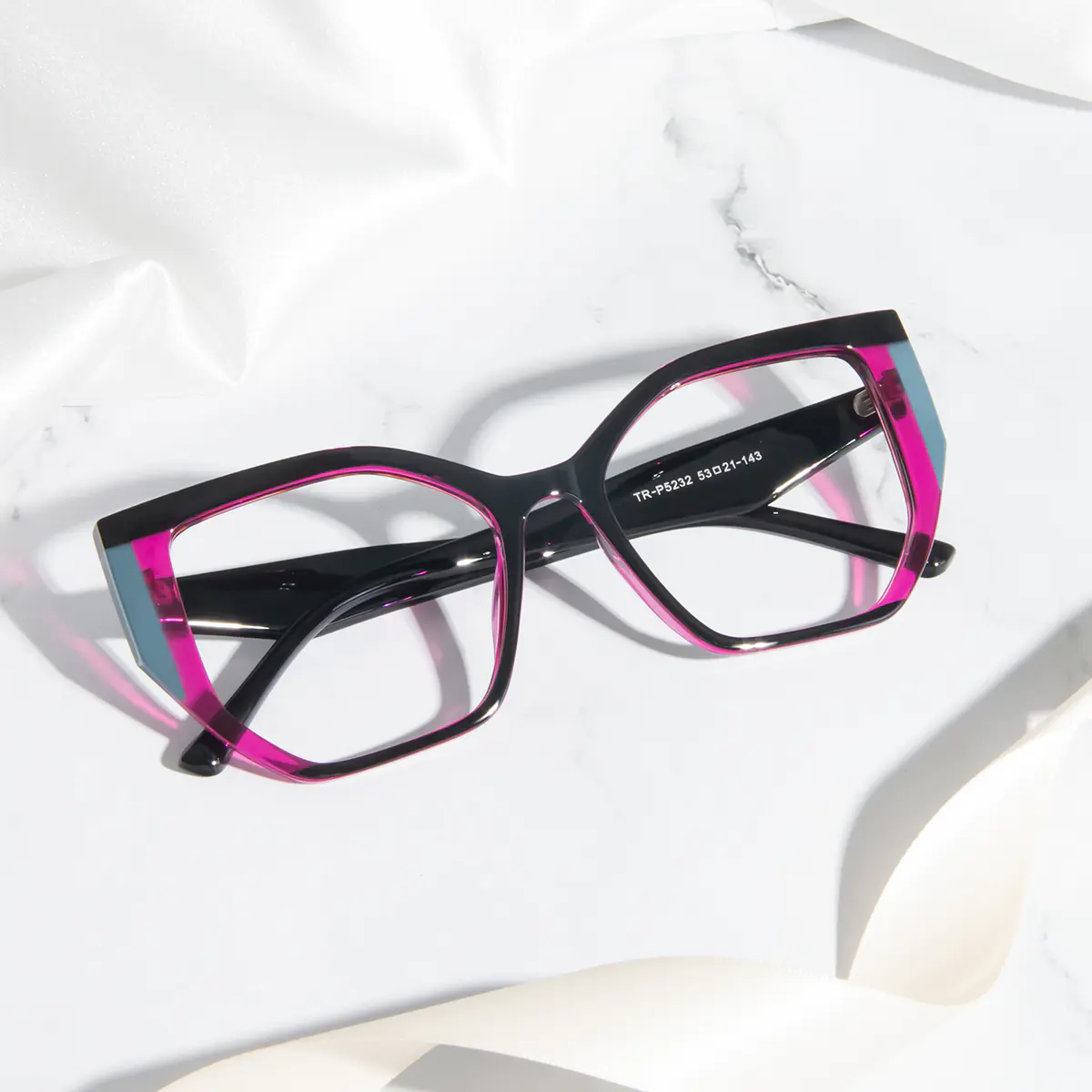 Geometric Transparent Purple Eyeglasses