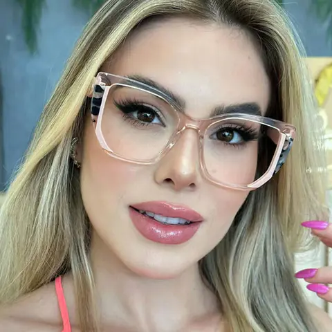 Geometric Pink/Tortoiseshell Eyeglasses