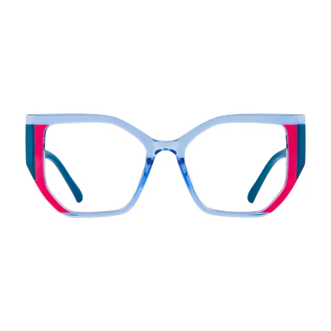 Geometric Transparent Blue Eyeglasses