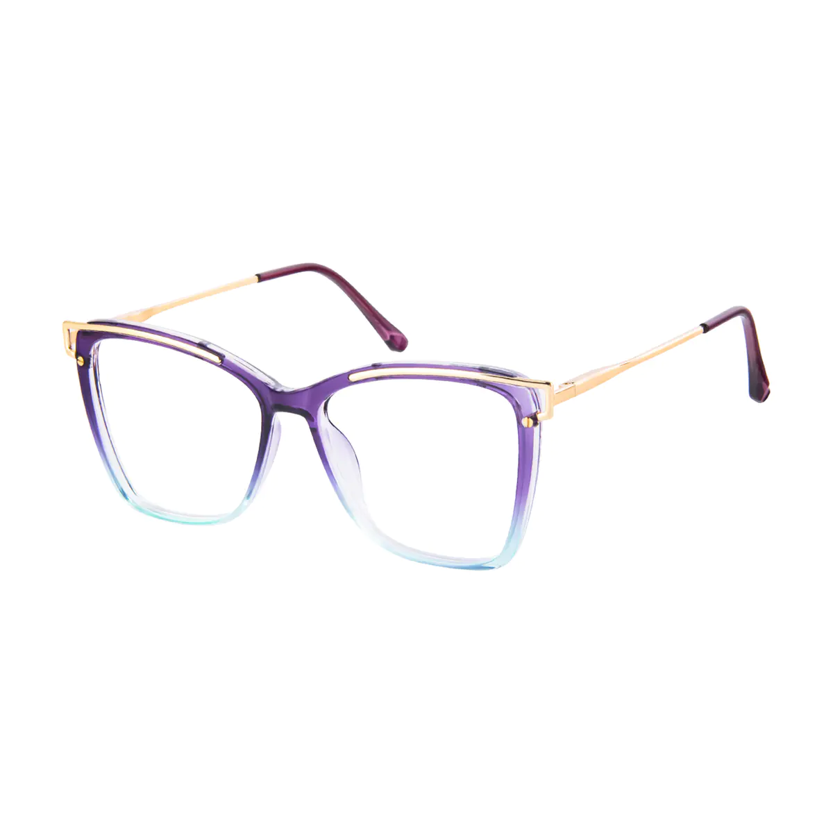 Square Transparent Purple/Transparent Blue Eyeglasses
