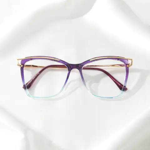 Square Transparent Purple/Transparent Blue Eyeglasses