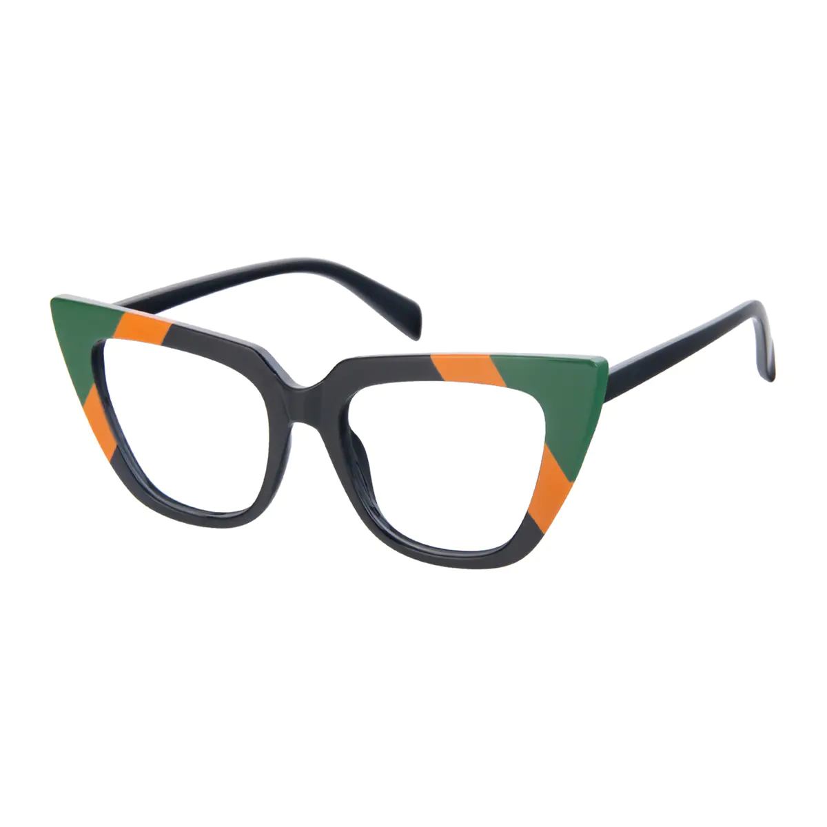 Cat-eye Black/Green Eyeglasses