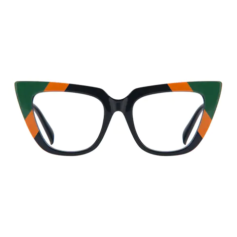 Cat-eye Black/Green Eyeglasses
