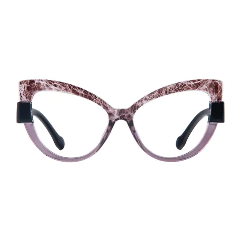 Cat-eye Brown/Transparent Purple Eyeglasses