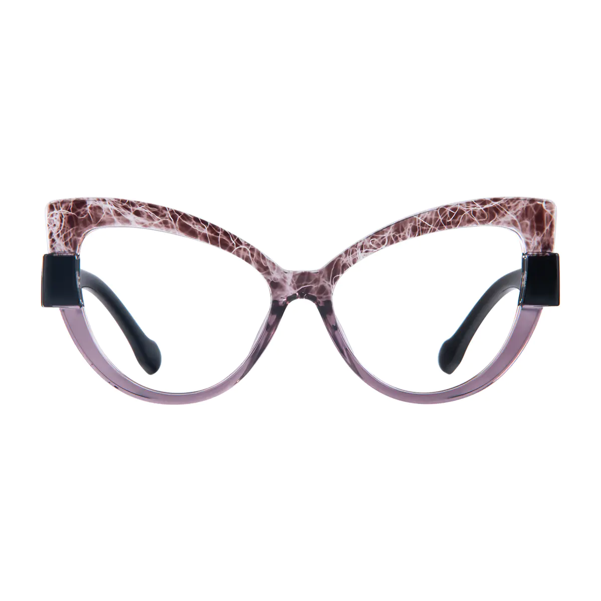 Cat-eye Brown/Transparent Purple Eyeglasses