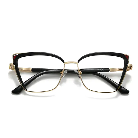 Square Black Gold Eyeglasses