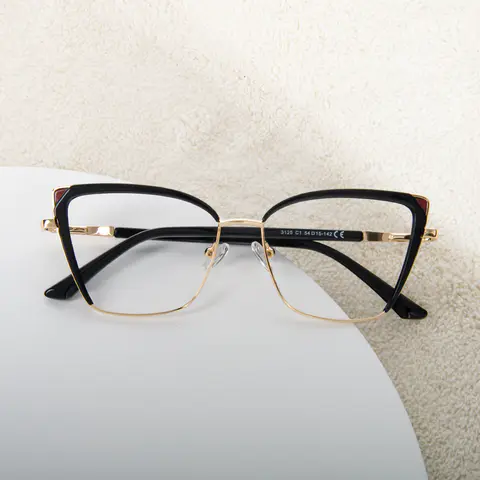 Square Black Gold Eyeglasses