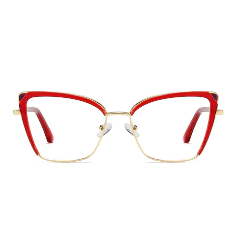 Square Red/Gold Eyeglasses