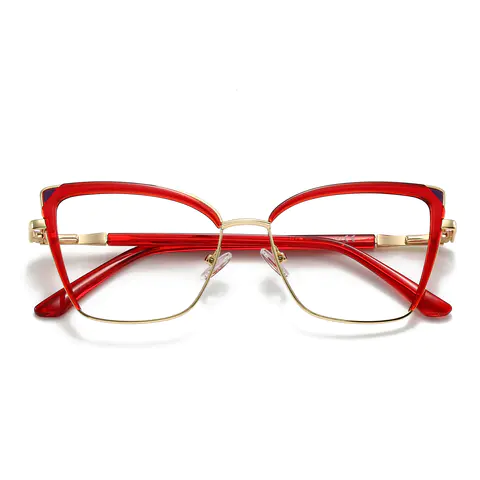 Square Red/Gold Eyeglasses