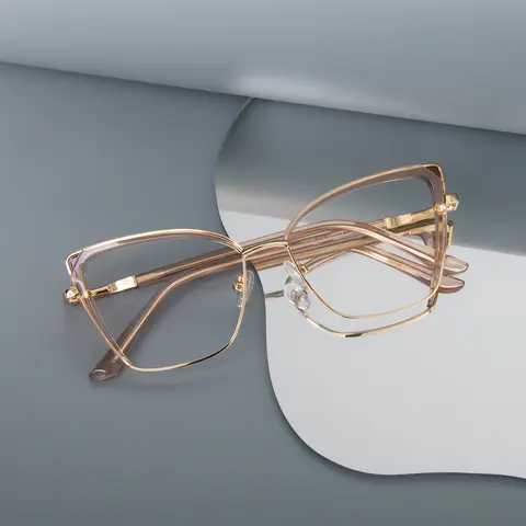 Square Transparent Amber Eyeglasses
