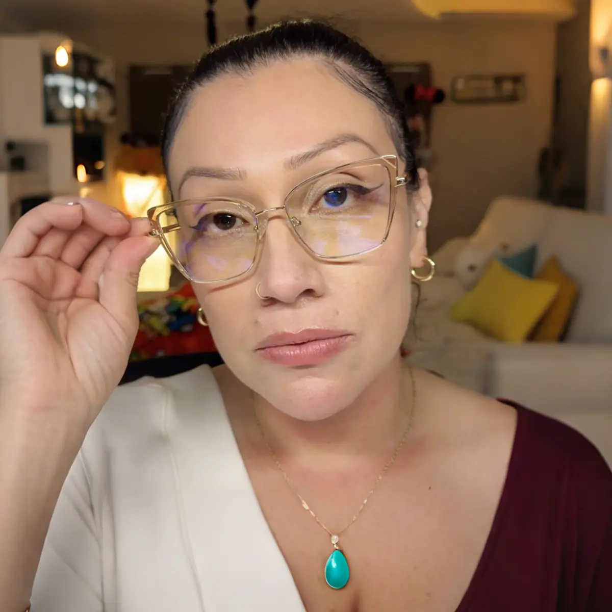 Square Transparent Amber Eyeglasses