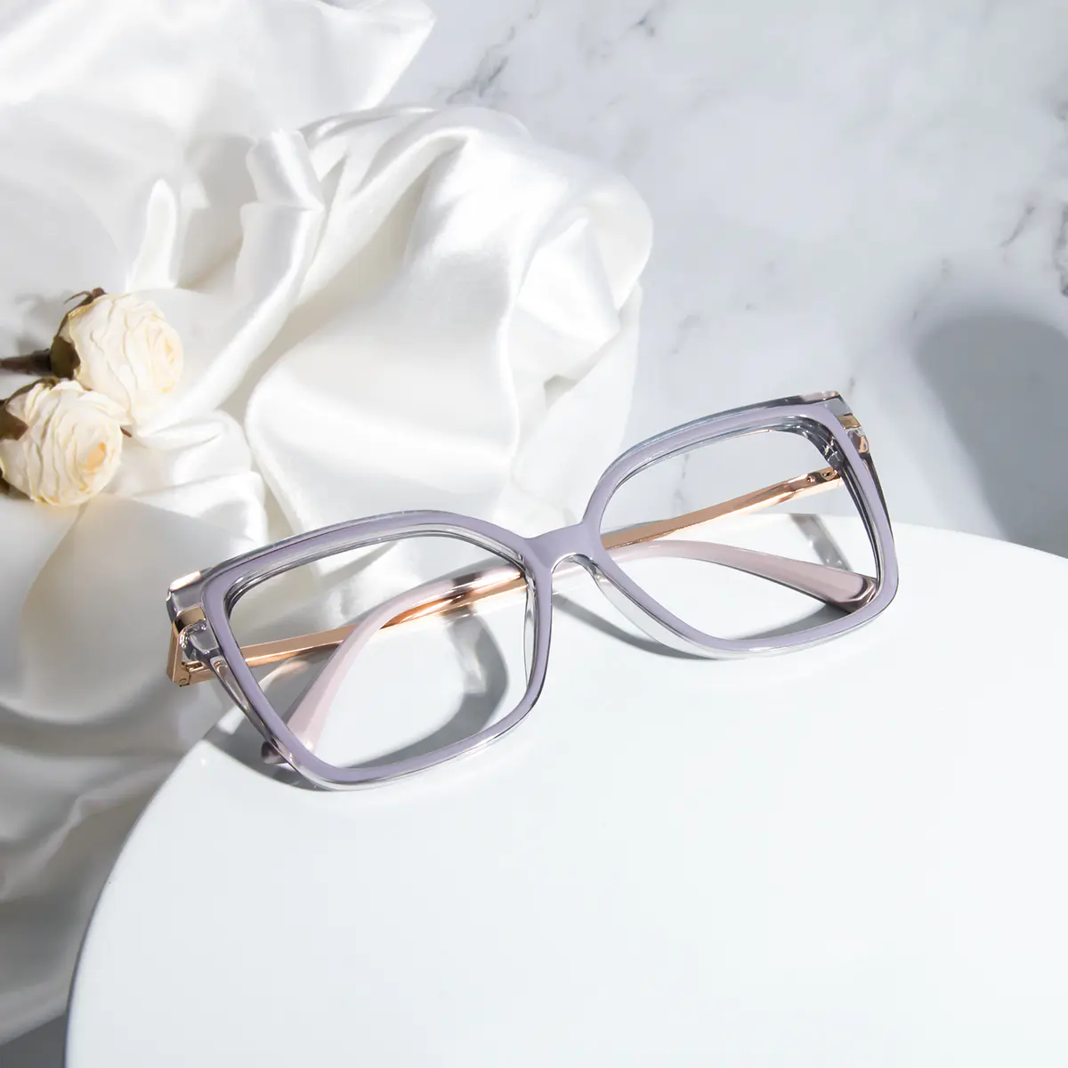 Square Transparent Gray Eyeglasses