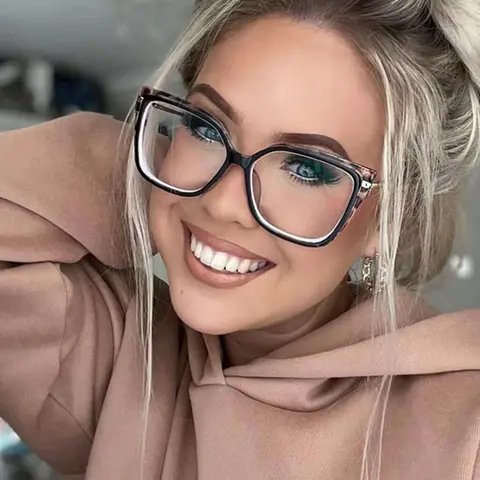 Square Transparent Gray Eyeglasses