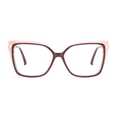 Square Transparent Pink/Brown Eyeglasses
