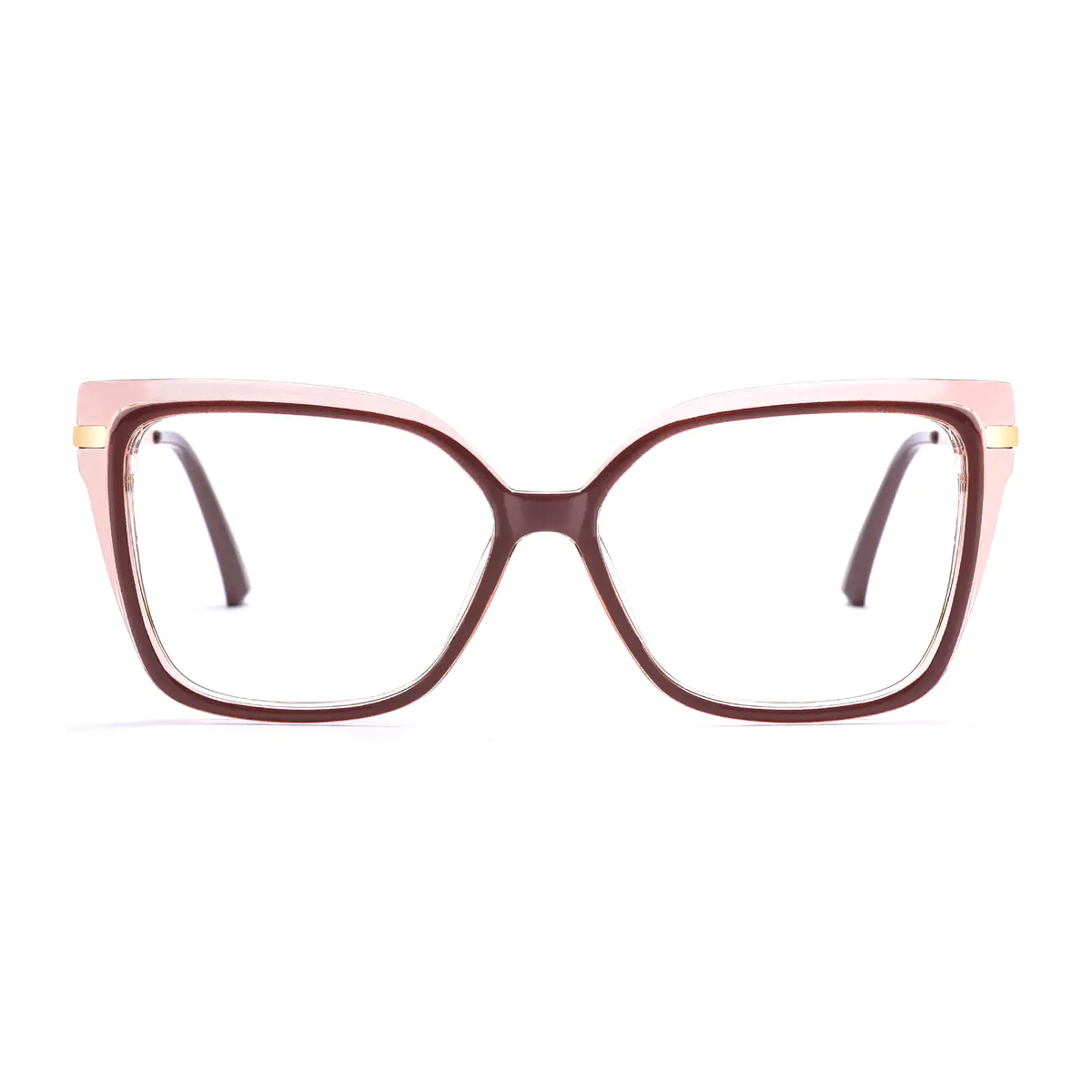Square Transparent Pink/Brown Eyeglasses