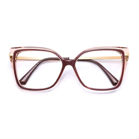 Square Transparent Pink/Brown Eyeglasses