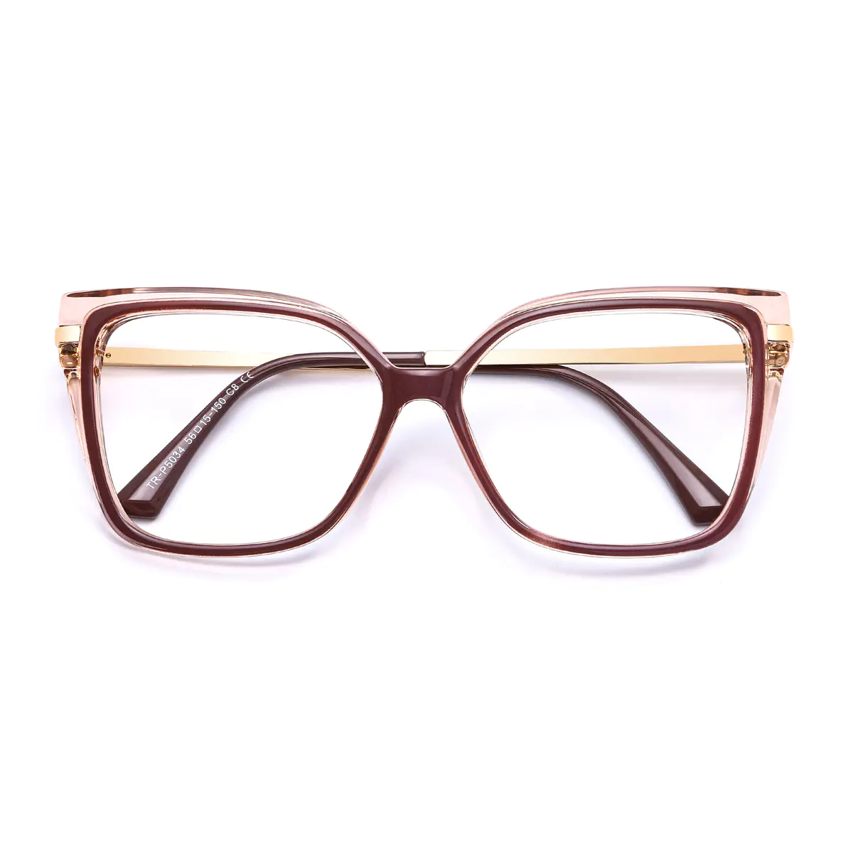 Square Transparent Pink/Brown Eyeglasses