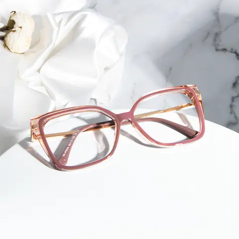 Square Transparent Pink/Brown Eyeglasses