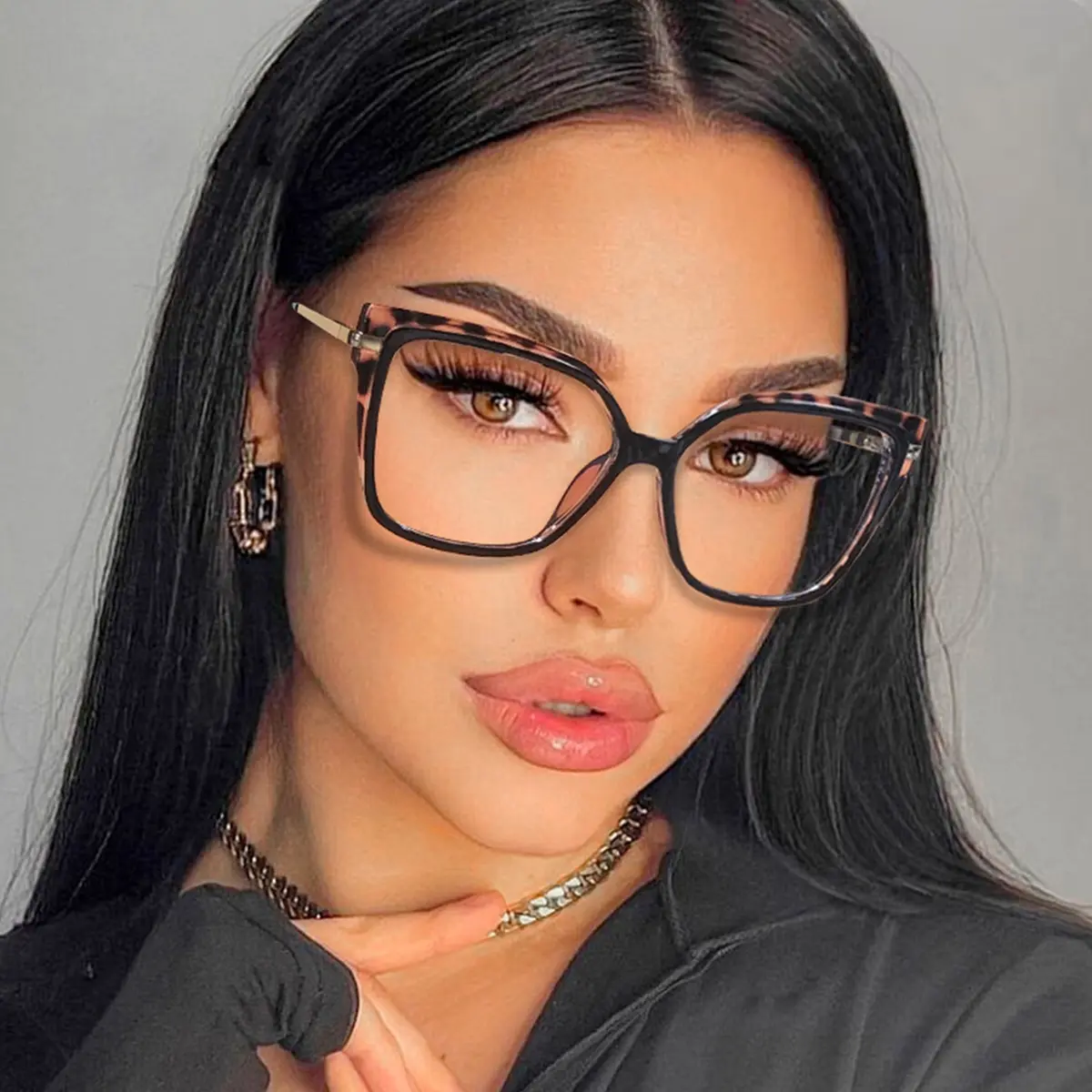 Square Transparent Pink/Brown Eyeglasses