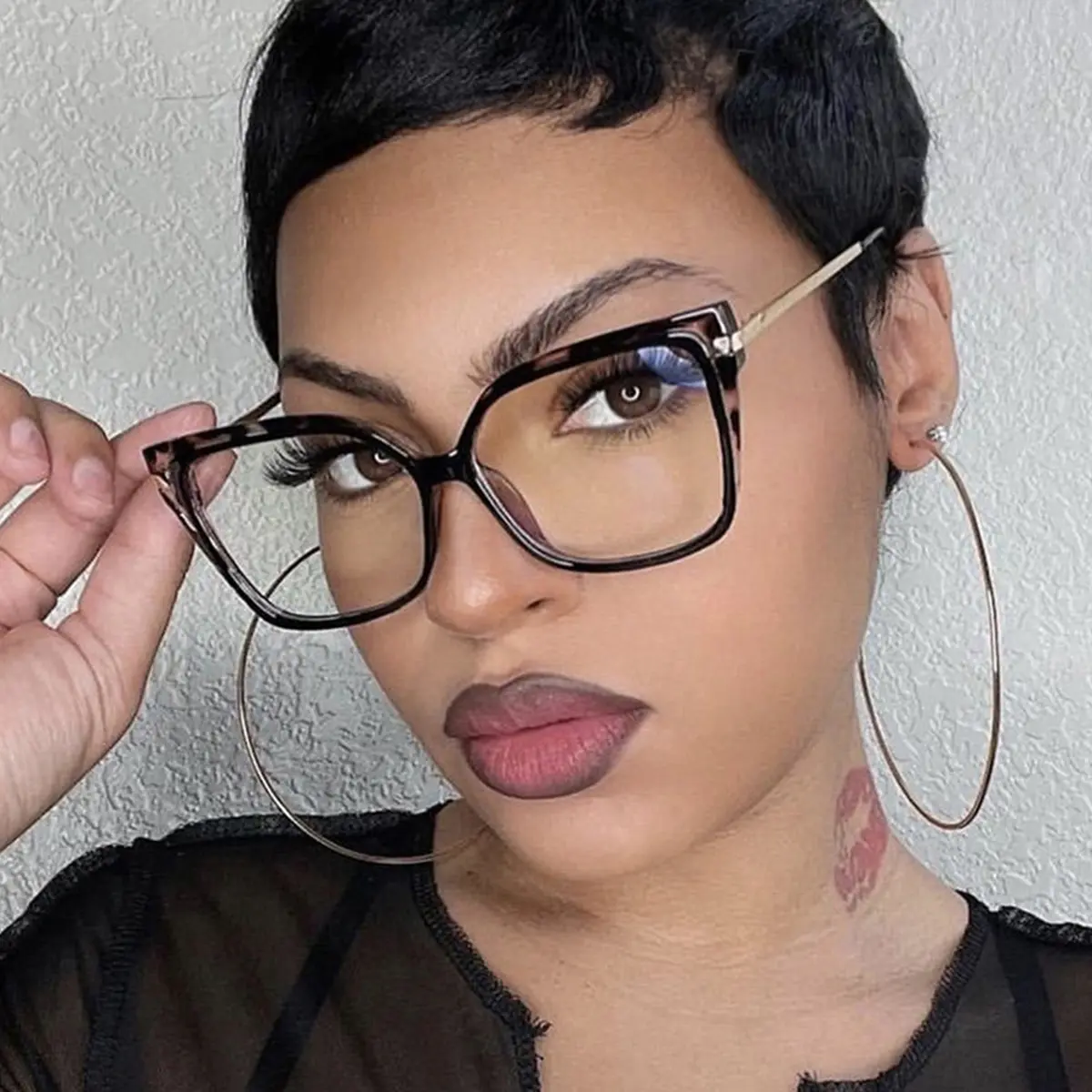 Square Transparent Pink/Brown Eyeglasses