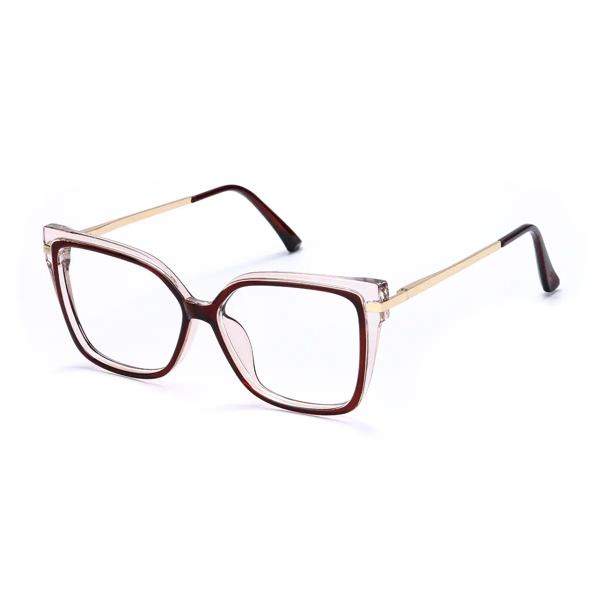 Square Transparent Purple/Brown Eyeglasses