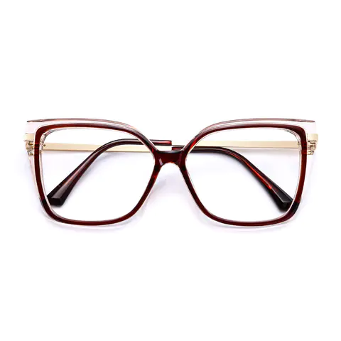 Square Transparent Purple/Brown Eyeglasses