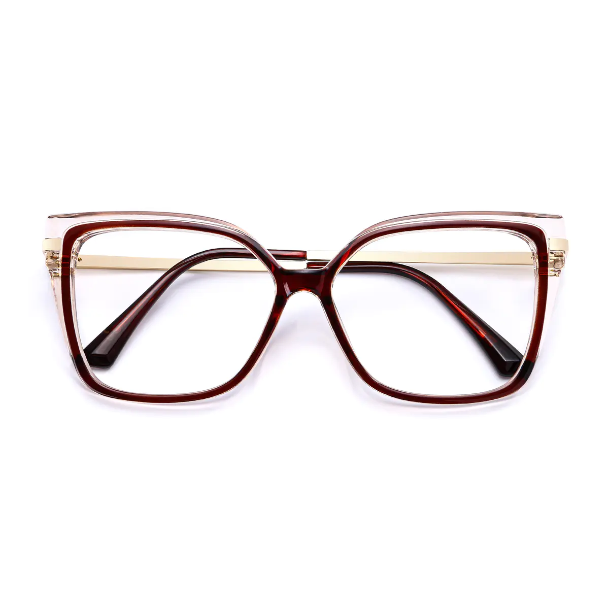 Square Transparent Purple/Brown Eyeglasses